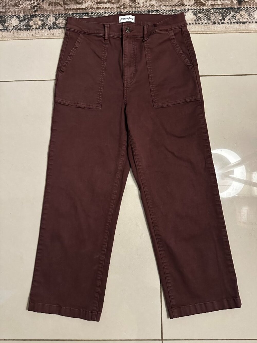 Studio Blue Chocolate Burgundy Utility Pocket Straight Leg Ankle Pants | Size 30